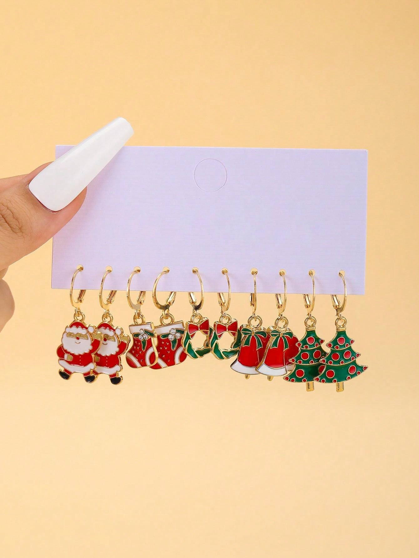 New Christmas Cartoon Pattern Women's Earring Set, Including Oil Drop Reindeer, Santa Claus And Snowflake Candy Earrings, Suitable For Women's Daily And Party Wear