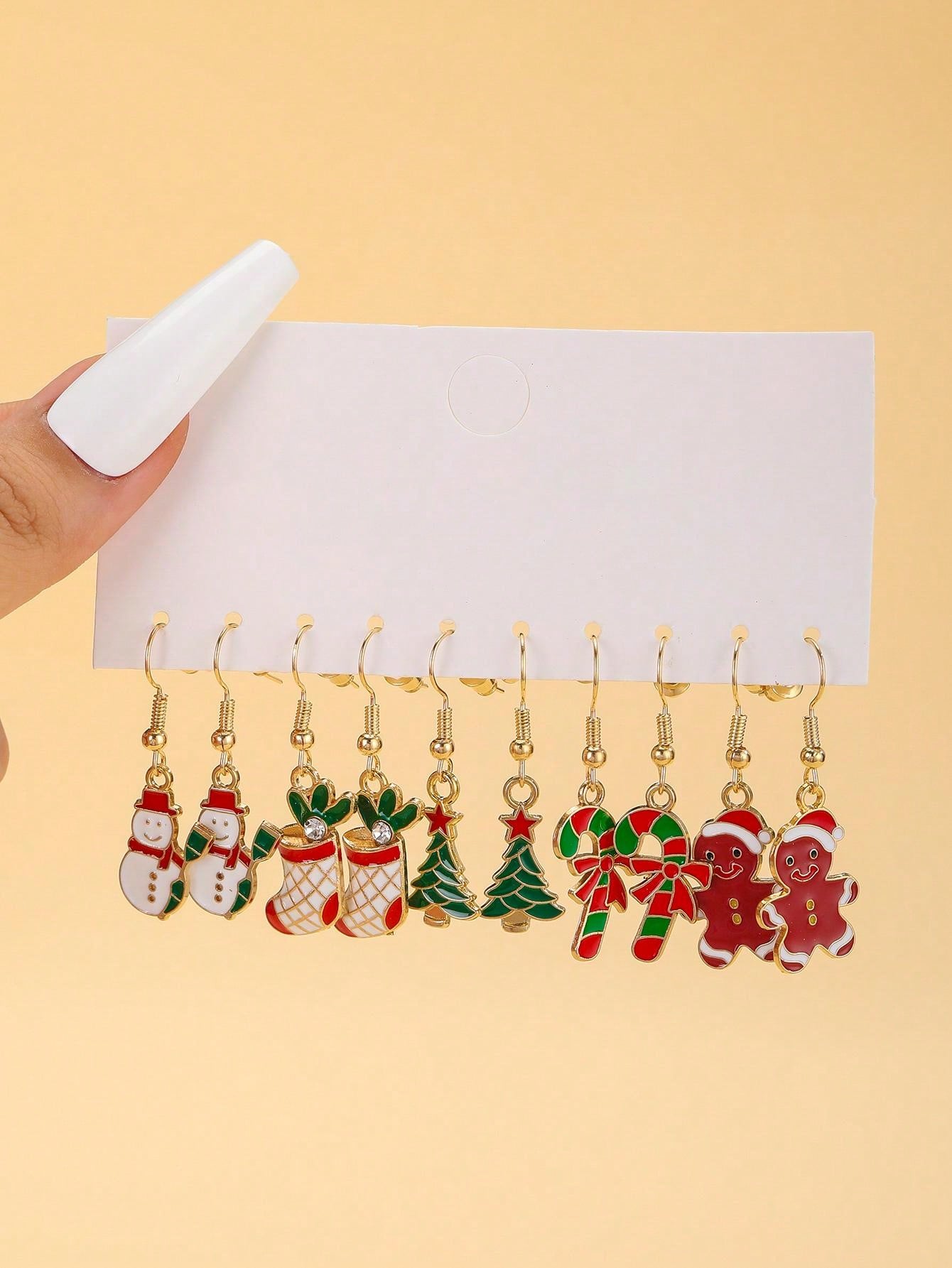 New Christmas Cartoon Pattern Women's Earring Set, Including Oil Drop Reindeer, Santa Claus And Snowflake Candy Earrings, Suitable For Women's Daily And Party Wear