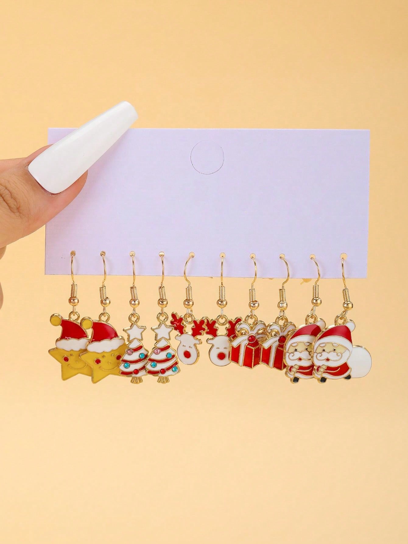 New Christmas Cartoon Pattern Women's Earring Set, Including Oil Drop Reindeer, Santa Claus And Snowflake Candy Earrings, Suitable For Women's Daily And Party Wear