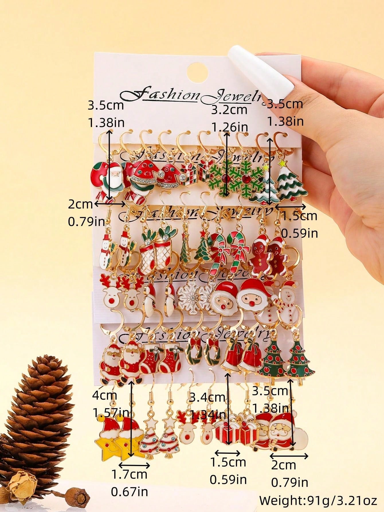 New Christmas Cartoon Pattern Women's Earring Set, Including Oil Drop Reindeer, Santa Claus And Snowflake Candy Earrings, Suitable For Women's Daily And Party Wear