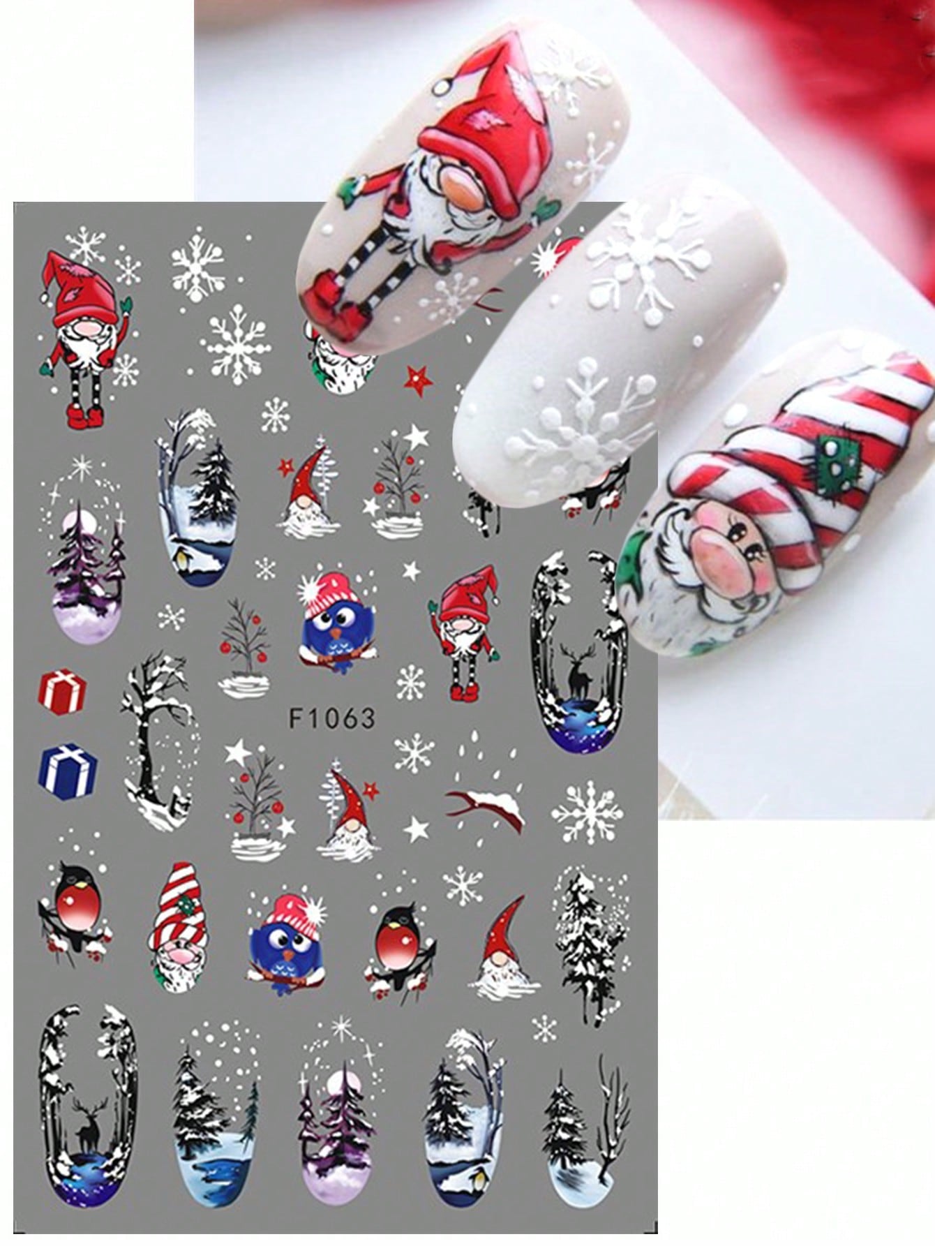 3D Christmas Nail Stickers 2/5 Sheets Cartoon Santa Elk Neon Lamp Penguin Snowflake Snowman Car Tree Bird Holly Berry Flower Leaf DIY Winter Xmas Self-Adhesive Gel Polish Decal Sliders Cute Nail Art Decoration