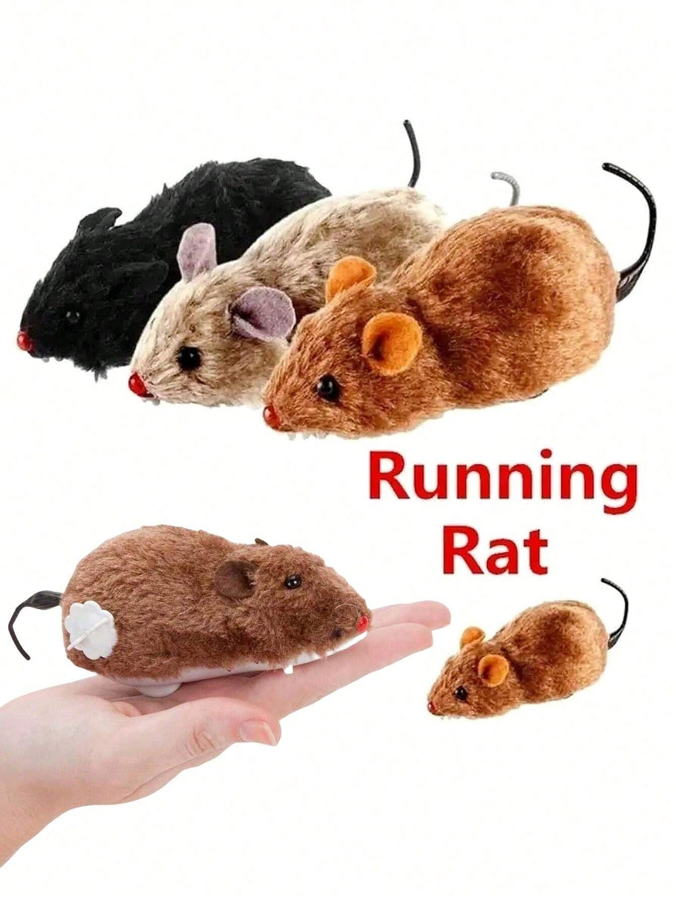 Plush Mouse Design Toy, 1Pc Wind Up Mouse Rat Cat Dog Playing Toy Mice Prank Mechanical Moving Animal Toy