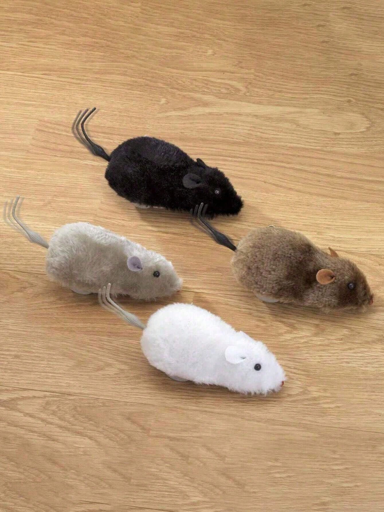 Plush Mouse Design Toy, 1Pc Wind Up Mouse Rat Cat Dog Playing Toy Mice Prank Mechanical Moving Animal Toy