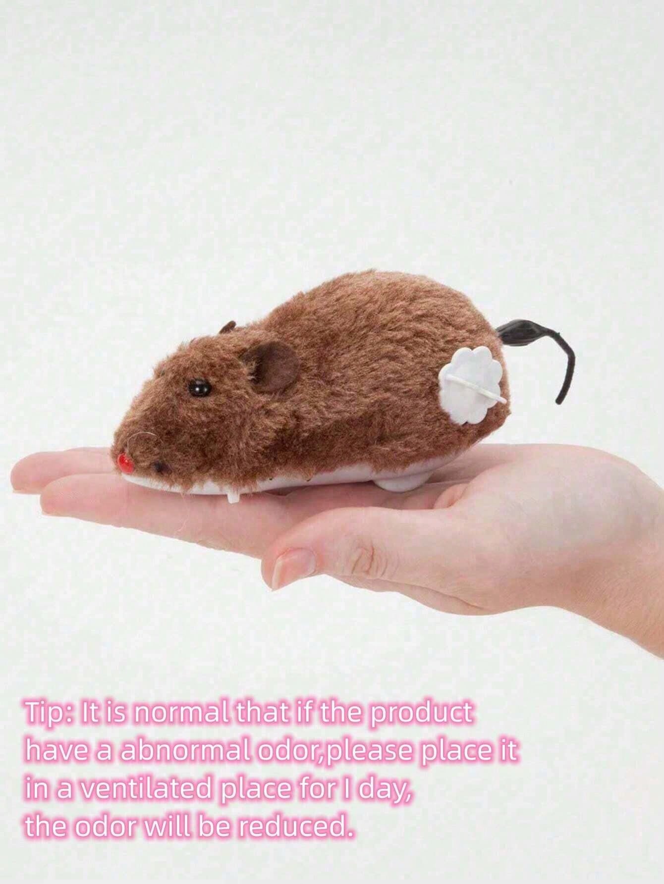 Plush Mouse Design Toy, 1Pc Wind Up Mouse Rat Cat Dog Playing Toy Mice Prank Mechanical Moving Animal Toy