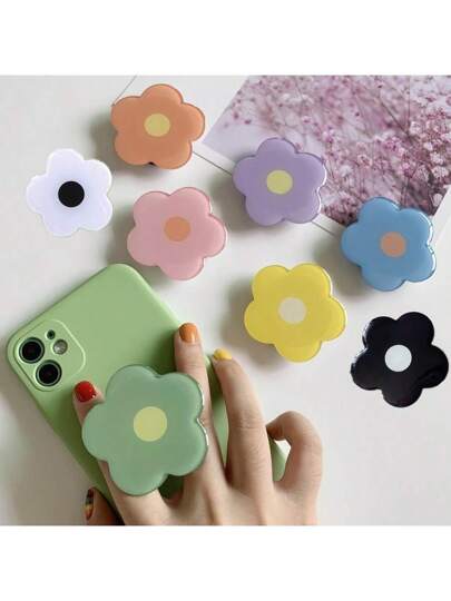 1pc Self-Adhesive Retractable Multicolor Flower Phone Holder