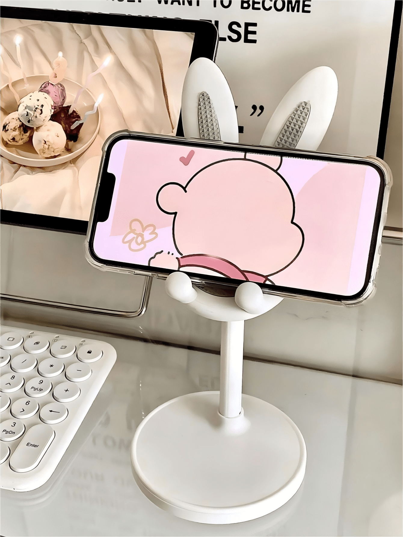 1pc Desktop Adjustable Folding Rabbit Shaped Tablet Stand, Phone Holder