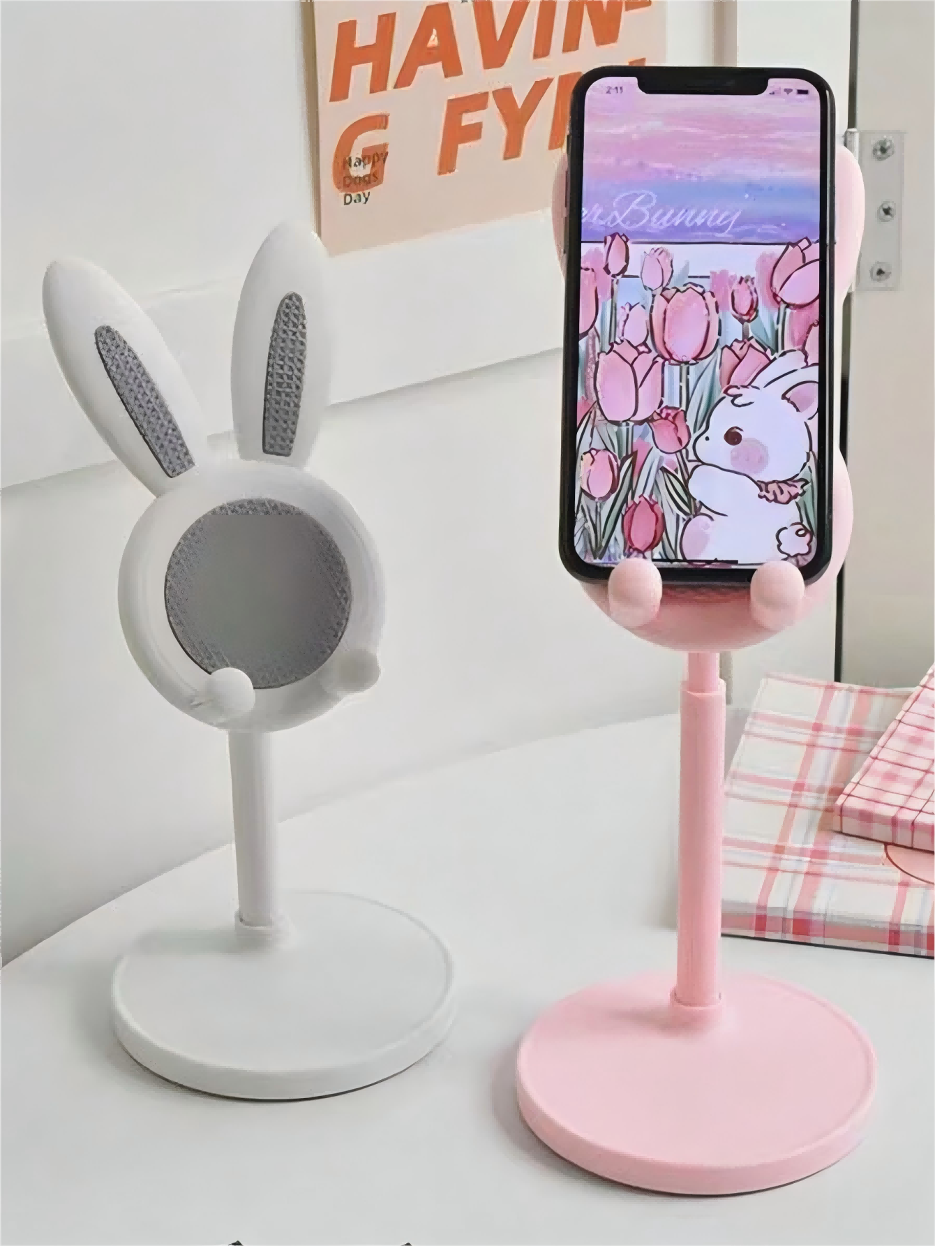 1pc Desktop Adjustable Folding Rabbit Shaped Tablet Stand, Phone Holder