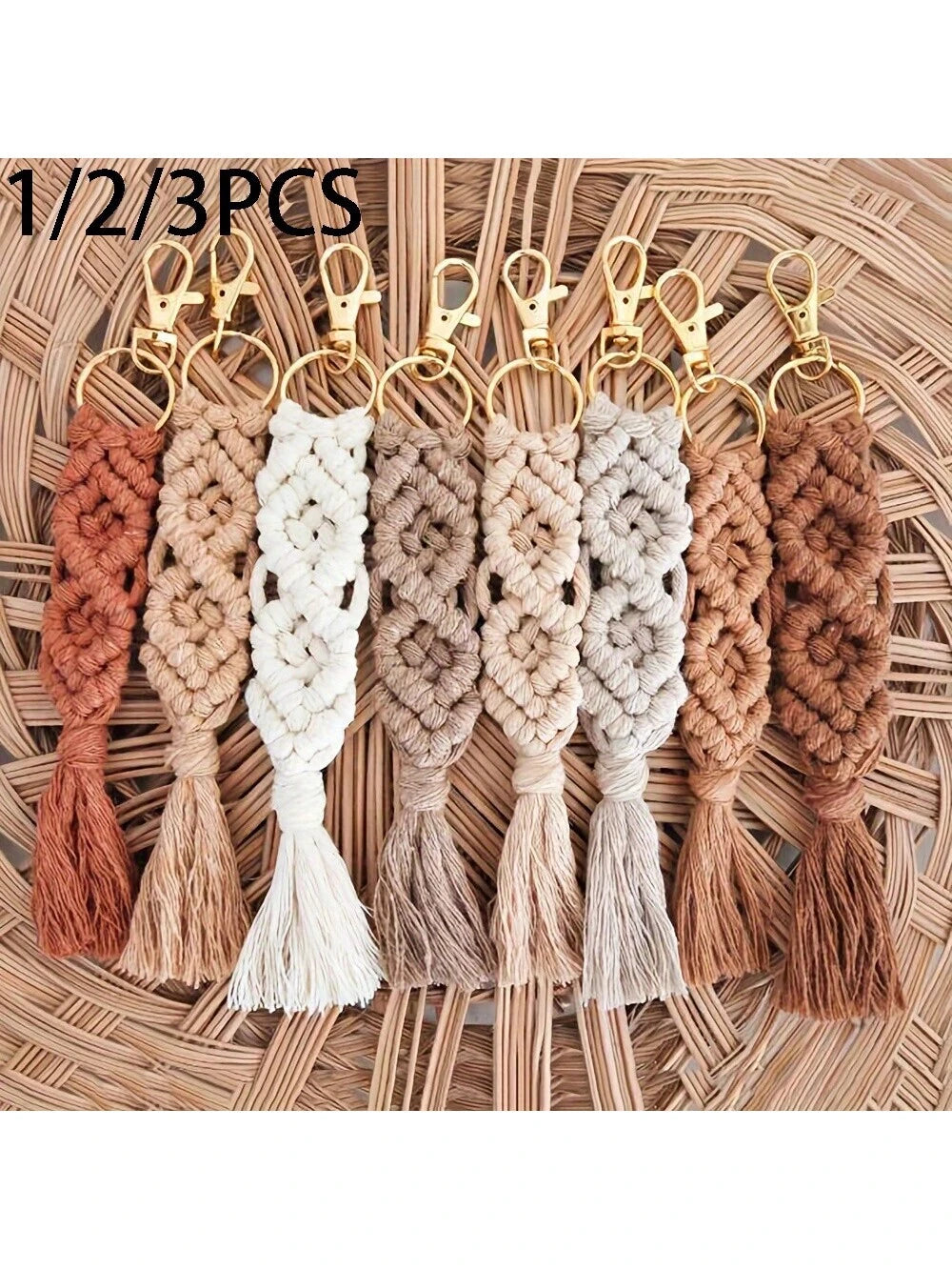 1/2/3pcs Keychain, Bag Pendant, Rope, Hand Woven Tassel, Keychain, Car Key Pendant, Bag Decoration, Construction, Non-Slip Bottom, Comfortable Padding, Water-Resistant Surface, Easy To Clean, Lightweight Design, Portable For Travel Use