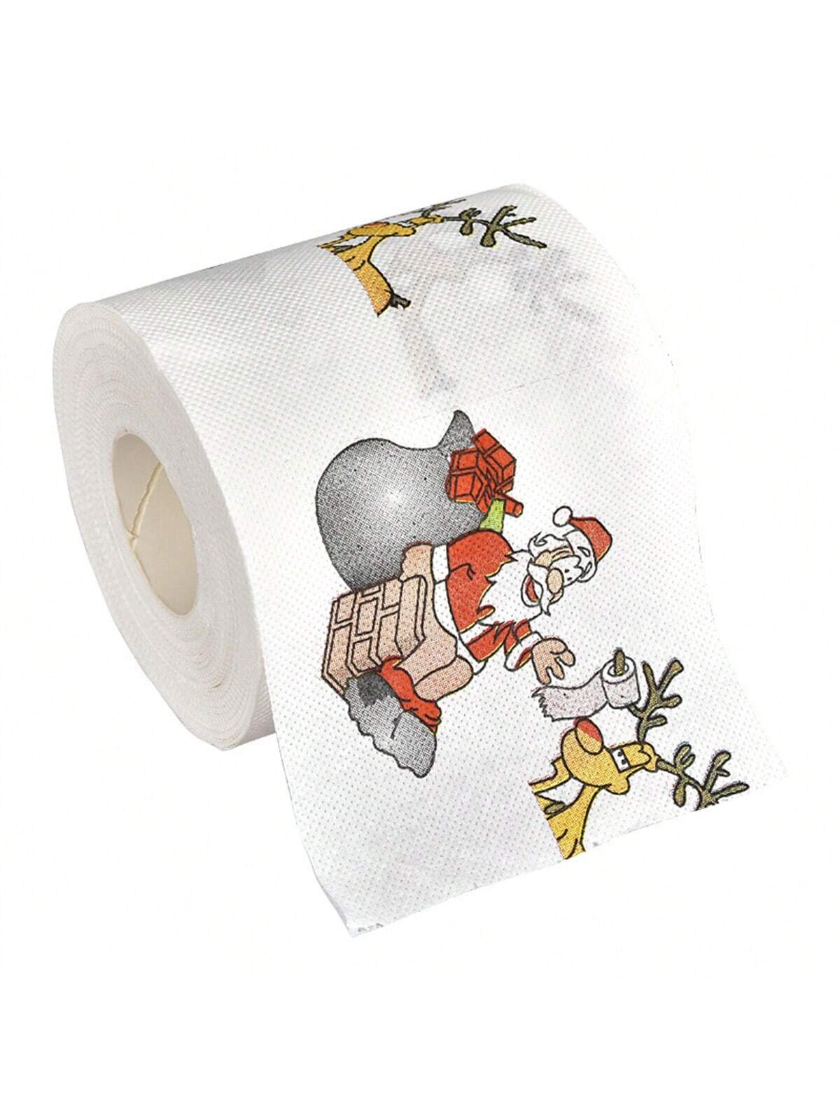 1 Roll Christmas Toilet Paper Decorations Merry Christmas Tree And Santa Toilet Paper For Christmas Party Supplies Bathroom Decor,Christmas