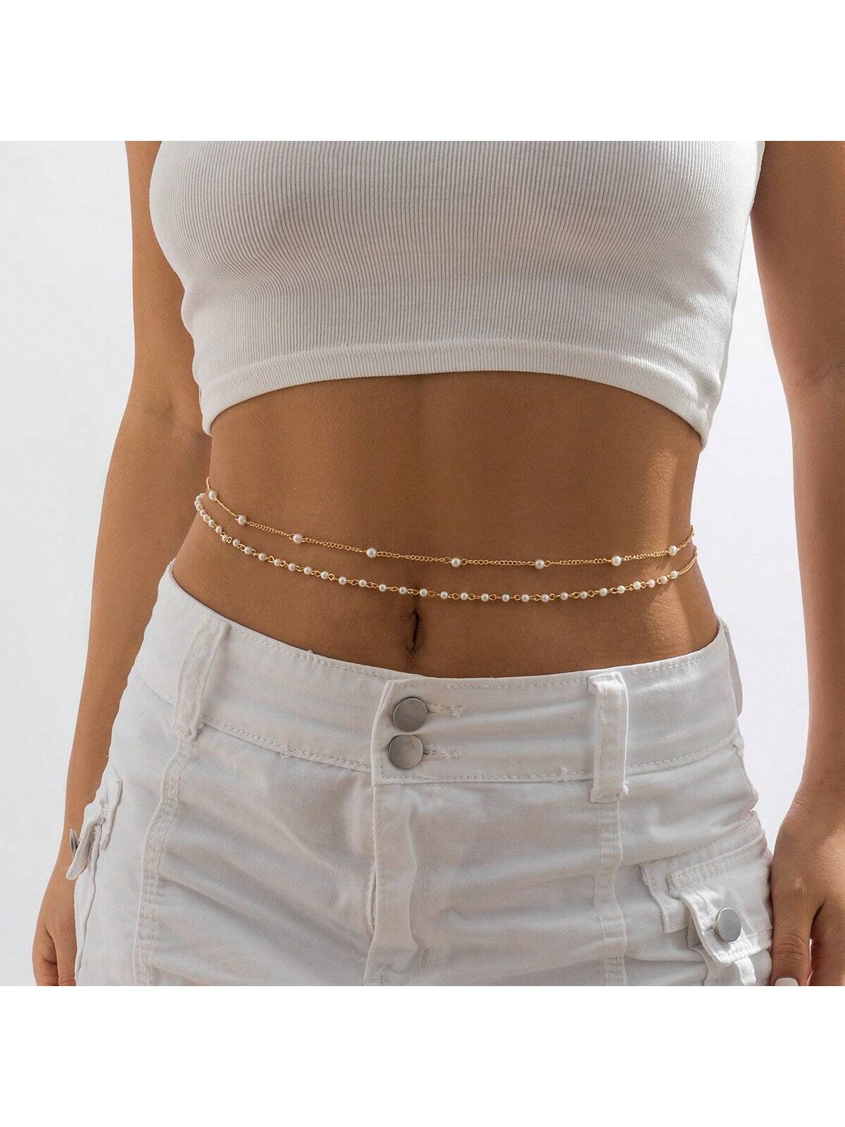 17KM 1PC Minimalist Beach Bikini Body Chain Bellybutton Chain Adjustable Charm Fashion Jewelry Women's Sexy Waist Chain