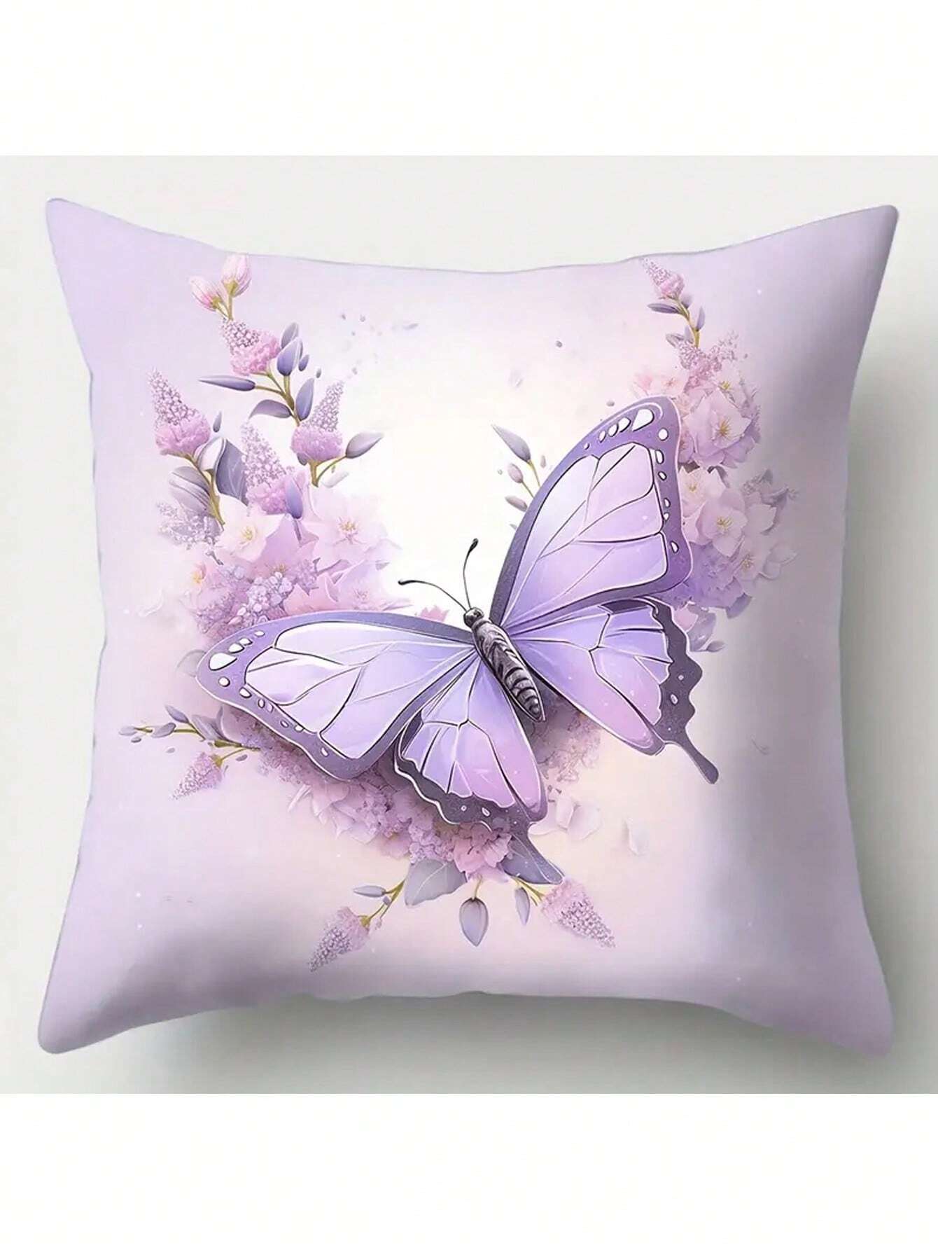 4pcs, Contemporary Style Pillowcase, Dragonfly, Flowers, Vibrant And Vivid, Brings Strong Visual Effects, Polyester Fiber, Pillowcase, Living Room, Sofa, Cushion, Office Chair, Lumbar Pad Home Decoration Room Decoration (Without Pillow Core)