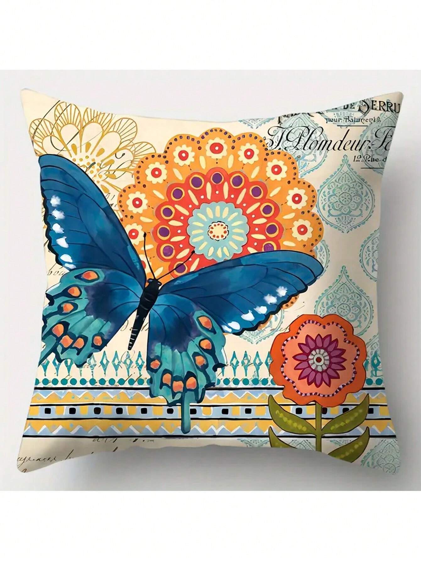 4pcs, Contemporary Style Pillowcase, Dragonfly, Flowers, Vibrant And Vivid, Brings Strong Visual Effects, Polyester Fiber, Pillowcase, Living Room, Sofa, Cushion, Office Chair, Lumbar Pad Home Decoration Room Decoration (Without Pillow Core)