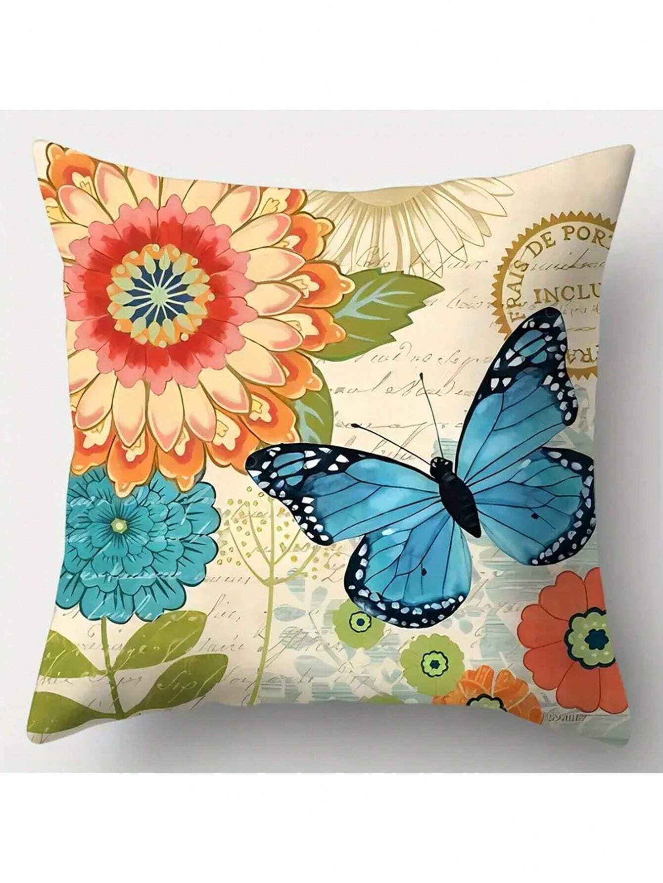 4pcs, Contemporary Style Pillowcase, Dragonfly, Flowers, Vibrant And Vivid, Brings Strong Visual Effects, Polyester Fiber, Pillowcase, Living Room, Sofa, Cushion, Office Chair, Lumbar Pad Home Decoration Room Decoration (Without Pillow Core)