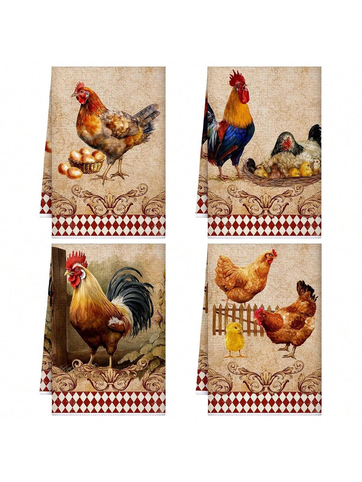 2/4pcs Set, Checkered Checkerboard Seasonal Summer Retro Farm Floral Cow Animal Pattern Dish Towel, 16x24 Inches, Soft, Machine Washable, Modern Design For Kitchen, Bathroom, Outdoor & Party Use