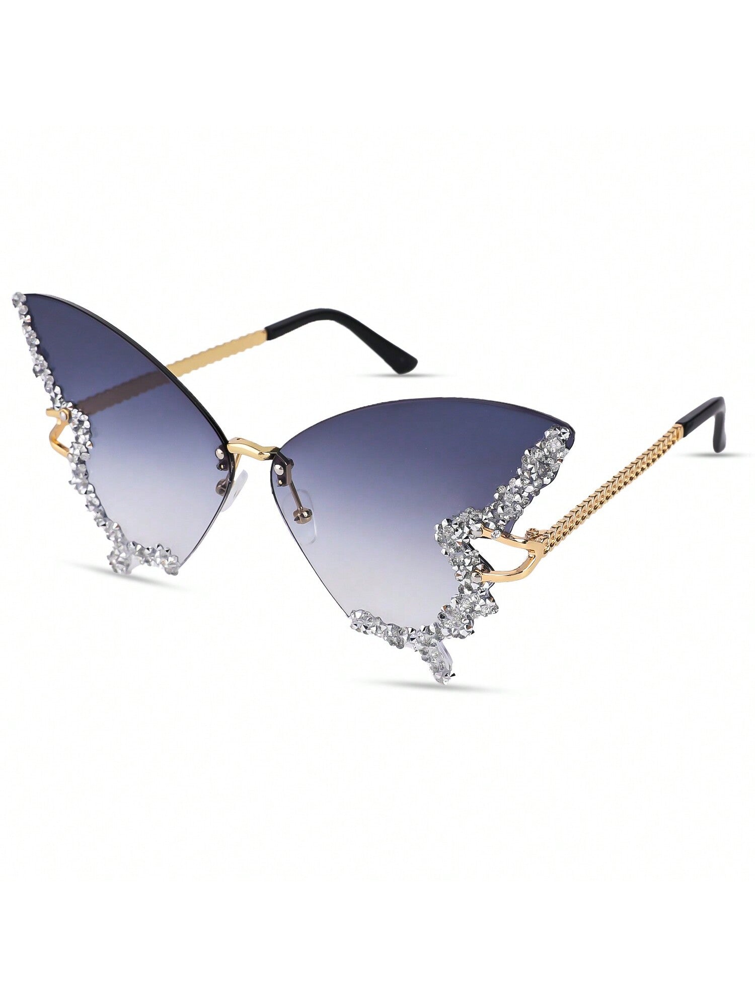 New Luxury Rhinestone Butterfly Fashion Glasses For Women And Men Y2K Sparkling Rhinestone Rimless Fashion Glasses Beach Accessories For Women Glasses Shades Trendy Basics Fall Winter Women Outfits Clothes Business Casual Gifts