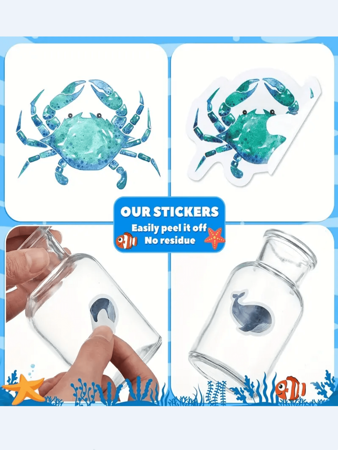 500pcs/Roll Ocean Themed Animal Stickers, Self-Adhesive Sea Creature Labels For Art, Crafts, Gifts, Scrapbooking And Stationery Decor