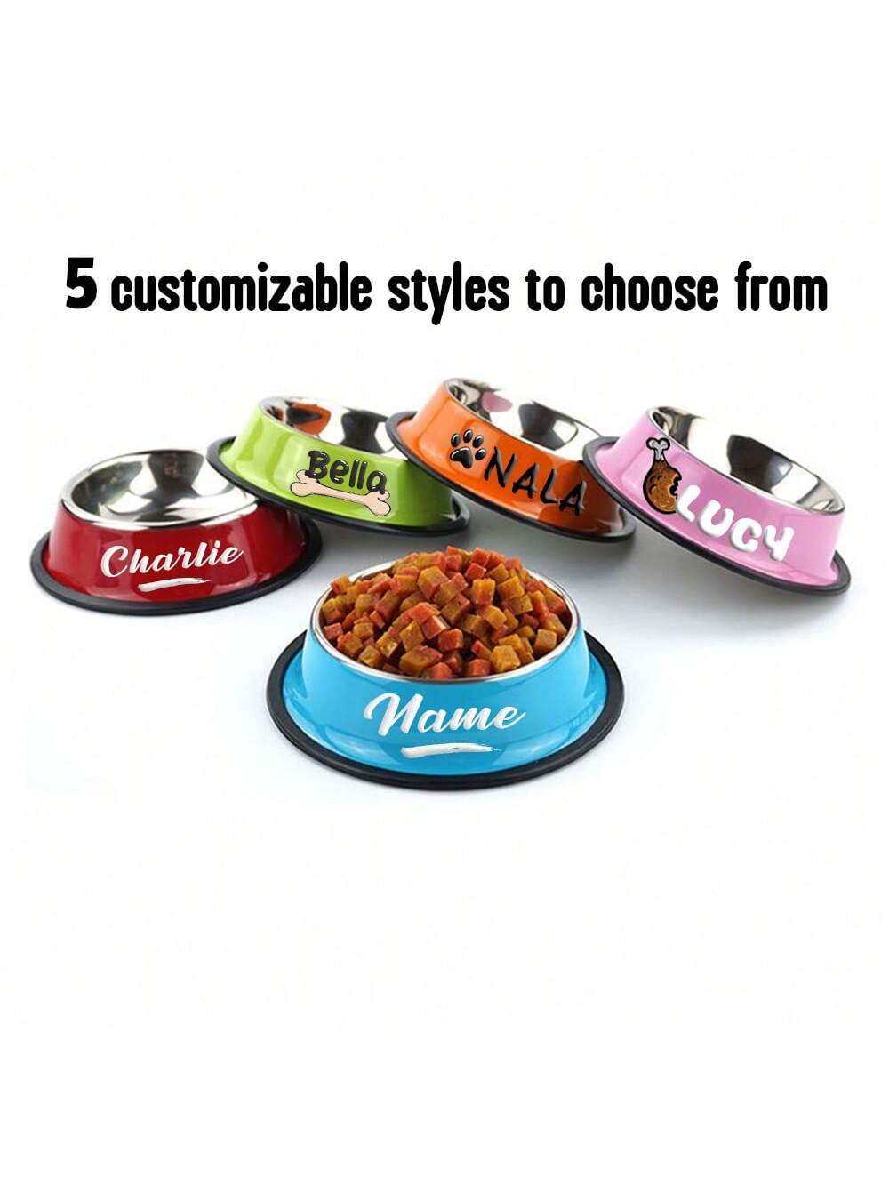 Personalized Anti Slip Stainless Steel Pet Bowl With Custom Name - Perfect For Cats And Dogs, Perfect For Food And Water Supply