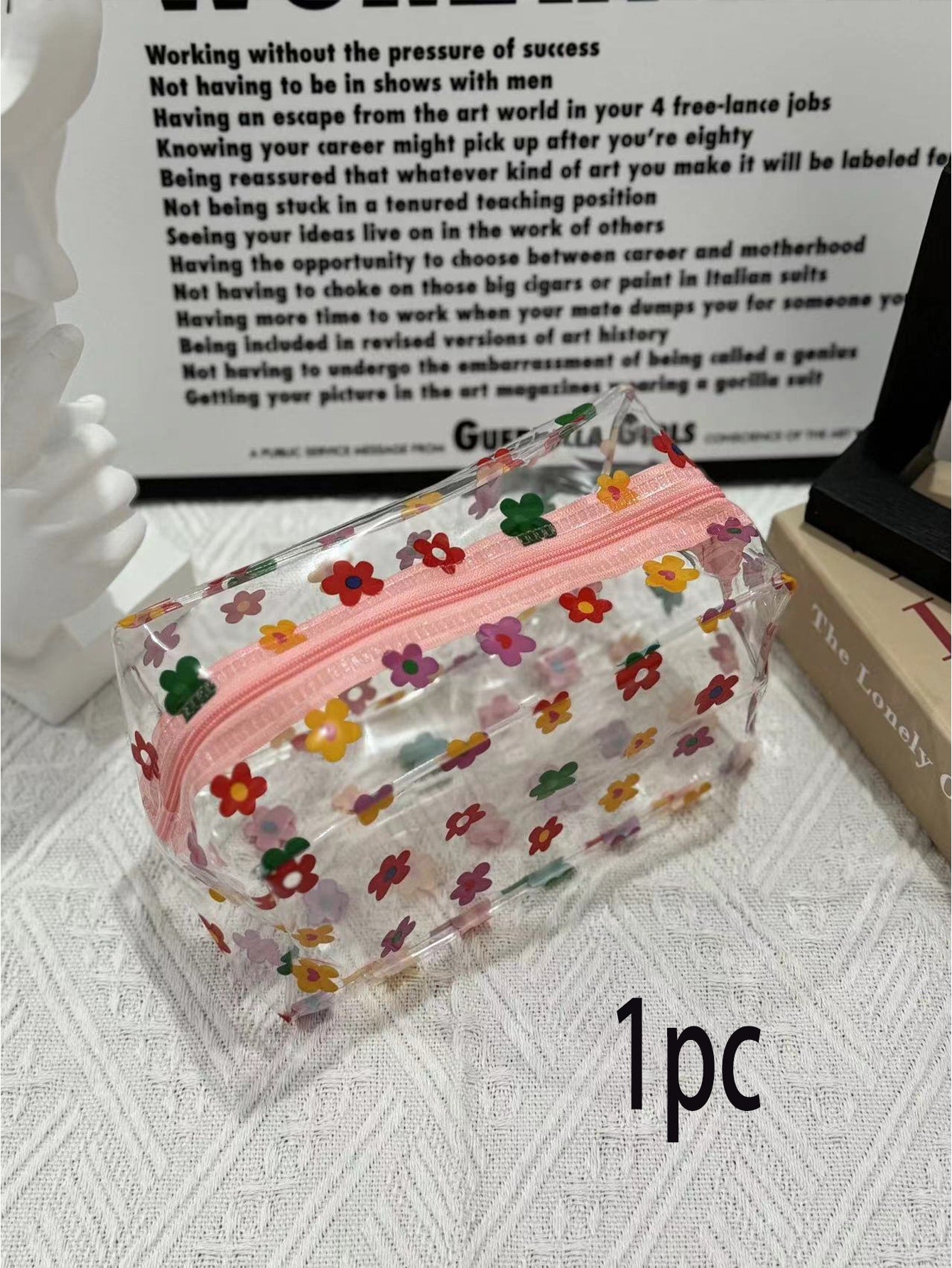 1/2pcs Floral Pattern Cosmetic Bag, Portable Toiletry Bag Suitable For Women Travel Vacation Everyday Use