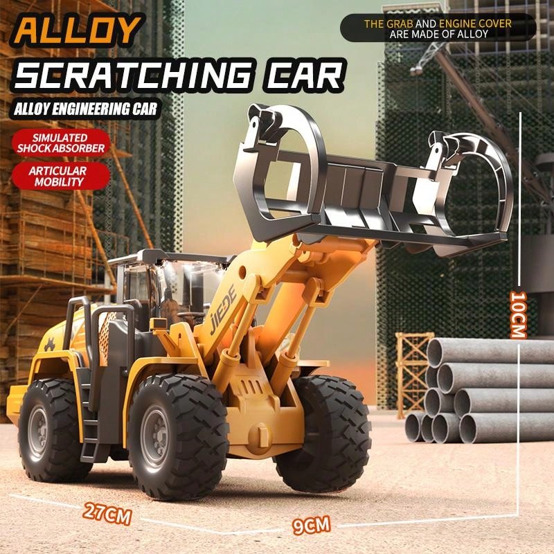 Alloy 1/40 Scale Simulation Construction Vehicle Toys Model With Spray Sound & Light: Excavator Bulldozer Road Roller Log Grapple Forklift Flatbed Transport Truck,Perfect Gift