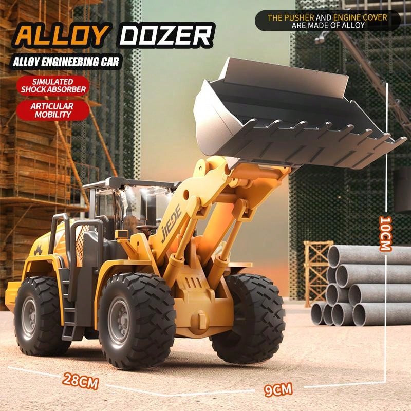 Alloy 1/40 Scale Simulation Construction Vehicle Toys Model With Spray Sound & Light: Excavator Bulldozer Road Roller Log Grapple Forklift Flatbed Transport Truck,Perfect Gift