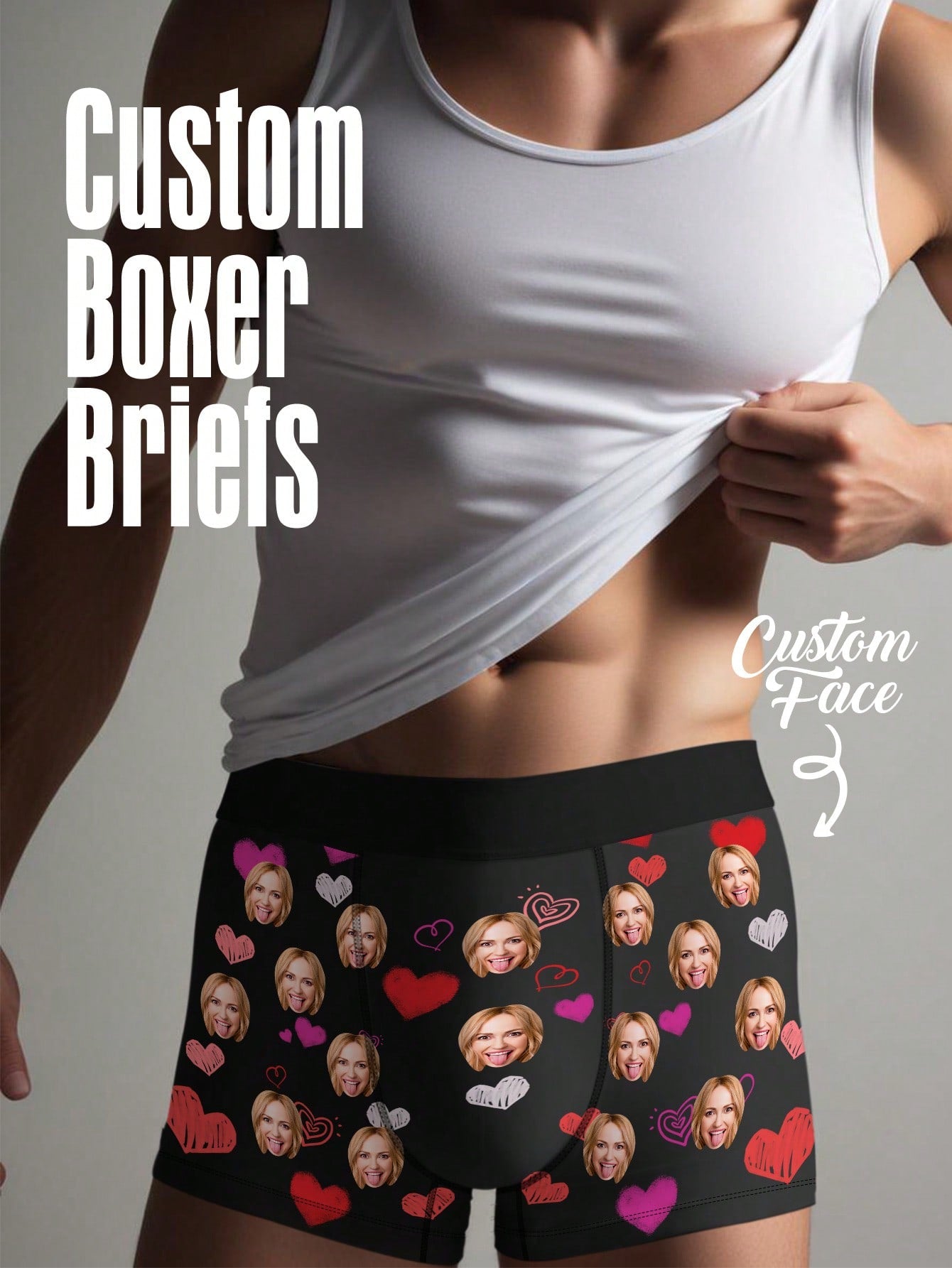 1pc Custom Face Boxers For Men, Personalized Photo Underwear, Custom Face Boxer Briefs, Personalized Boxers For Husband, Custom Face Underwear, Custom Funny Faces Boxers Briefs, Anniversary Gift For Men Ideal Gifts For Him Boyfriend, Friends Bedroom, For