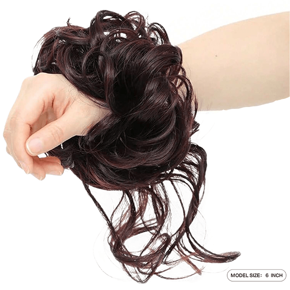 1pc Dark Brown Messy Bun Hair Piece Curly Hair Bun Scrunchie Tousled Updo Hair Extension With Elastic Hair Band For Women And Girls Daily Party Wedding Easy To Style