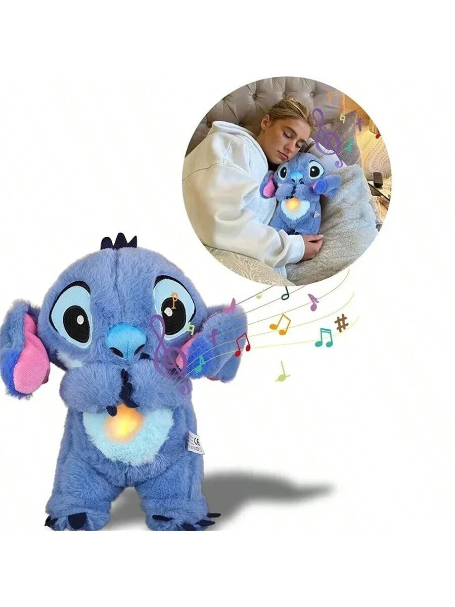 1 Piece, 30cm/11.8in Breathing Stitch Plush Ornament. The Breathing Teddy Bear Plush Ornament Has Four Functions, Breathing, Rhythm, Music And Light. Ideal For Interaction And Sleep Companionship, Regulating Sleep, And Giving As Halloween, Christmas And B