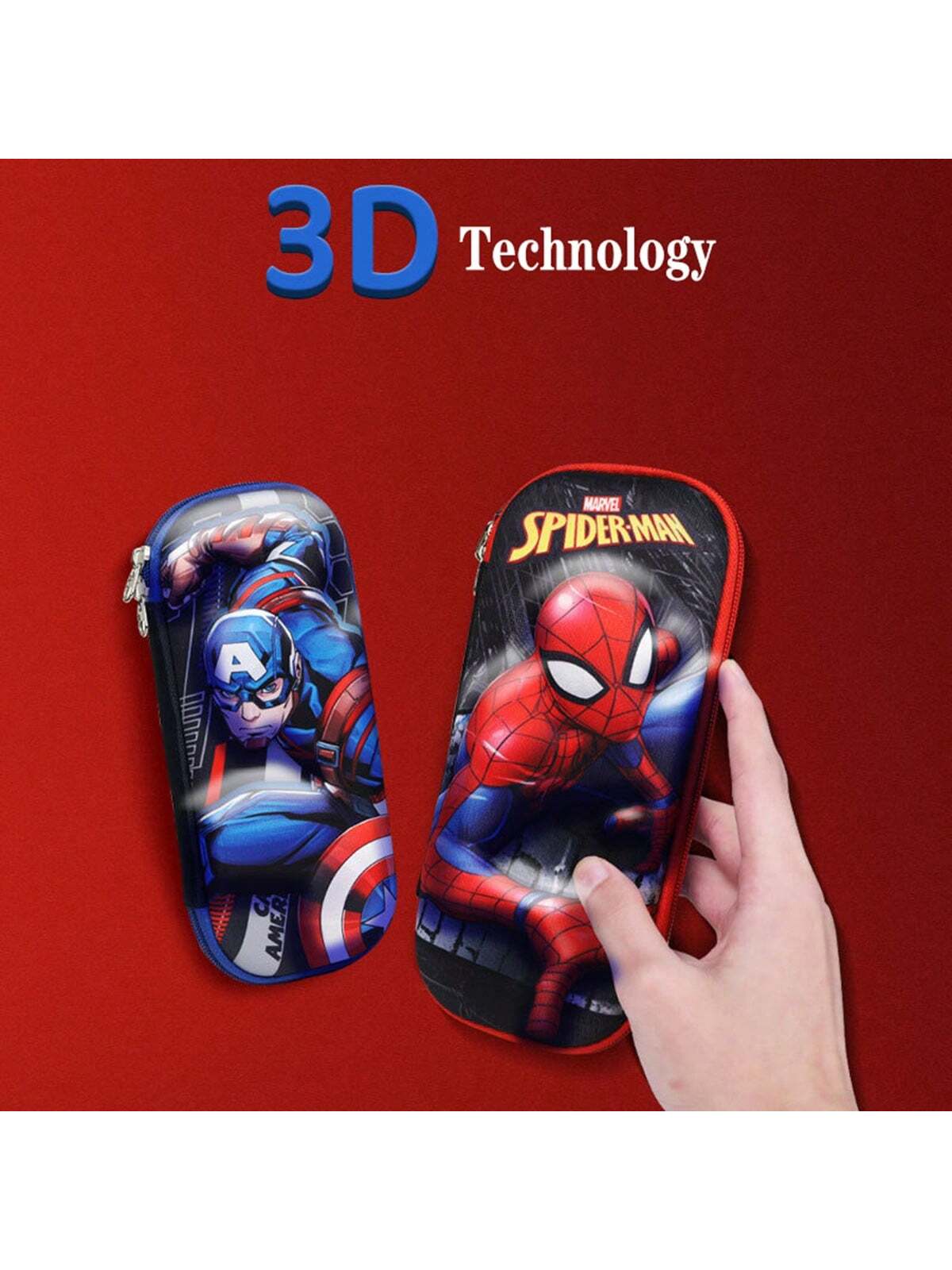 1pc Super Hero 3D Pencil Box New Boys And Girls Multi-Functional High Appearance Level Large Capacity Pencil Bag Pencil Box For Primary School Students With Children's Kindergarten Cartoon Cute Storage Box