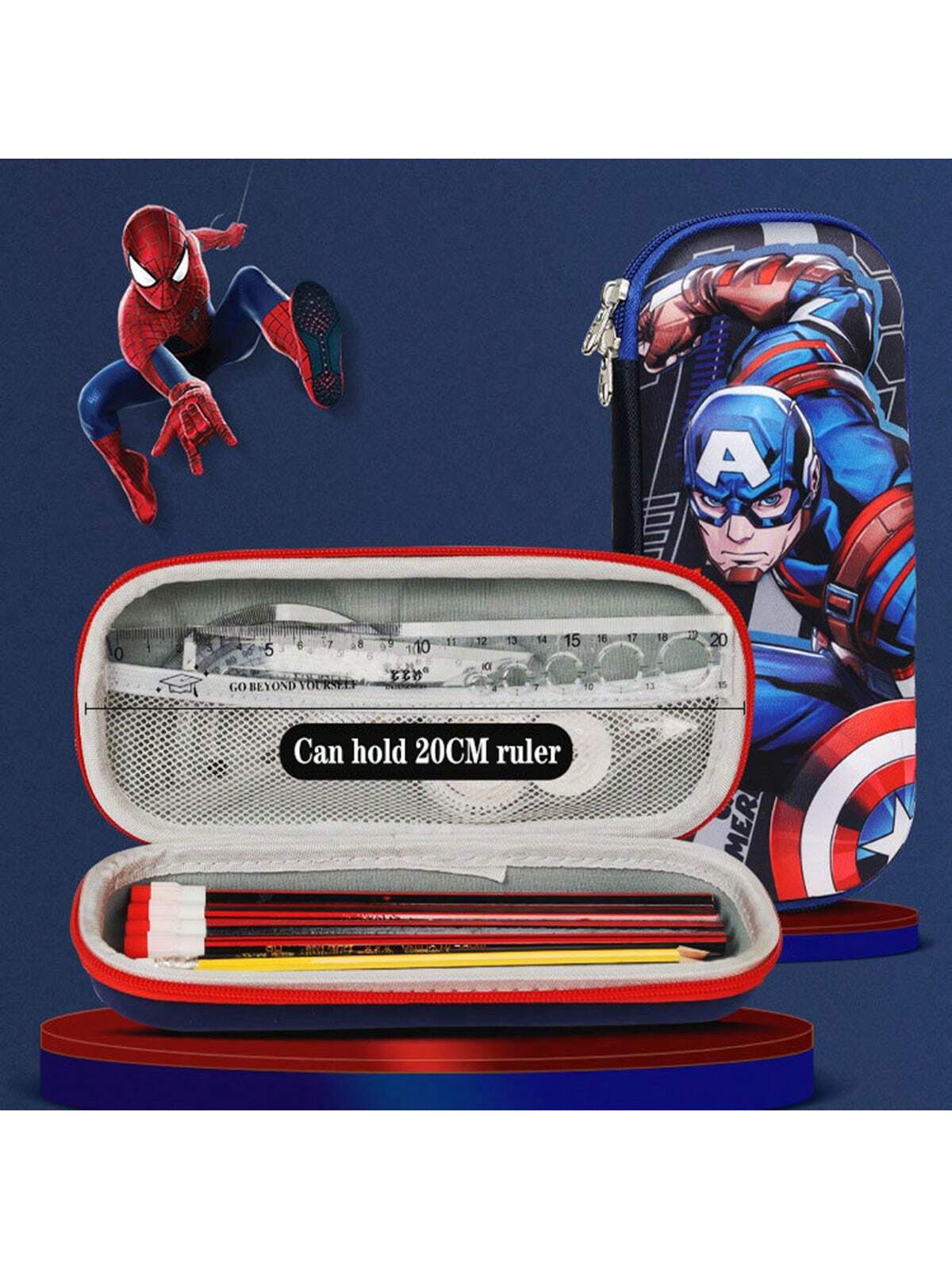 1pc Super Hero 3D Pencil Box New Boys And Girls Multi-Functional High Appearance Level Large Capacity Pencil Bag Pencil Box For Primary School Students With Children's Kindergarten Cartoon Cute Storage Box