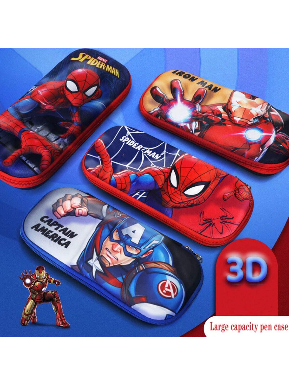 1pc Super Hero 3D Pencil Box New Boys And Girls Multi-Functional High Appearance Level Large Capacity Pencil Bag Pencil Box For Primary School Students With Children's Kindergarten Cartoon Cute Storage Box