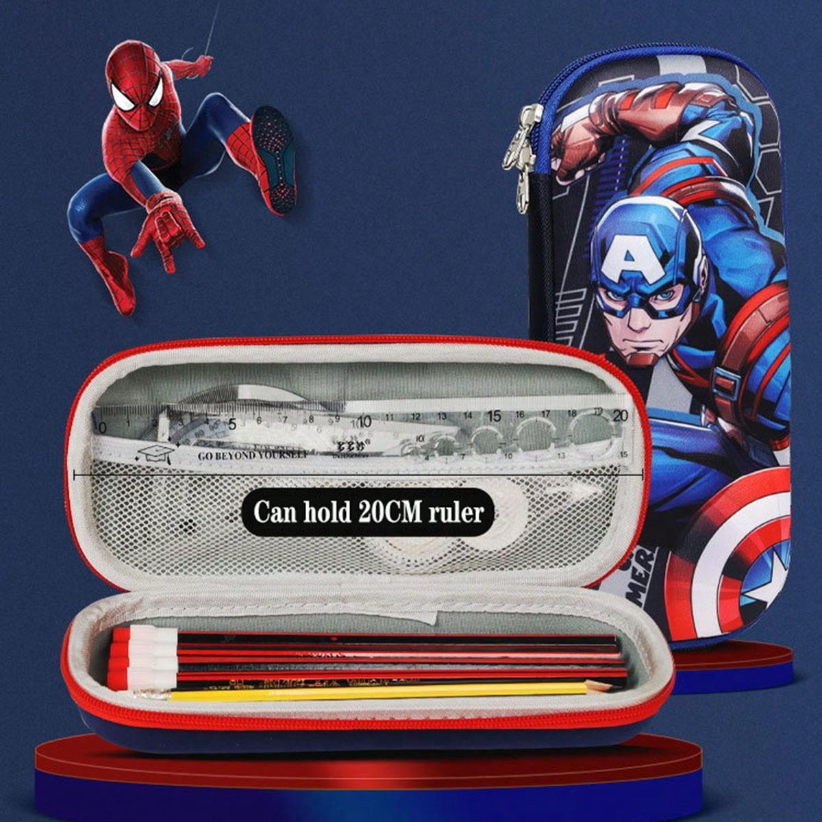 1pc Super Hero 3D Pencil Box New Boys And Girls Multi-Functional High Appearance Level Large Capacity Pencil Bag Pencil Box For Primary School Students With Children's Kindergarten Cartoon Cute Storage Box