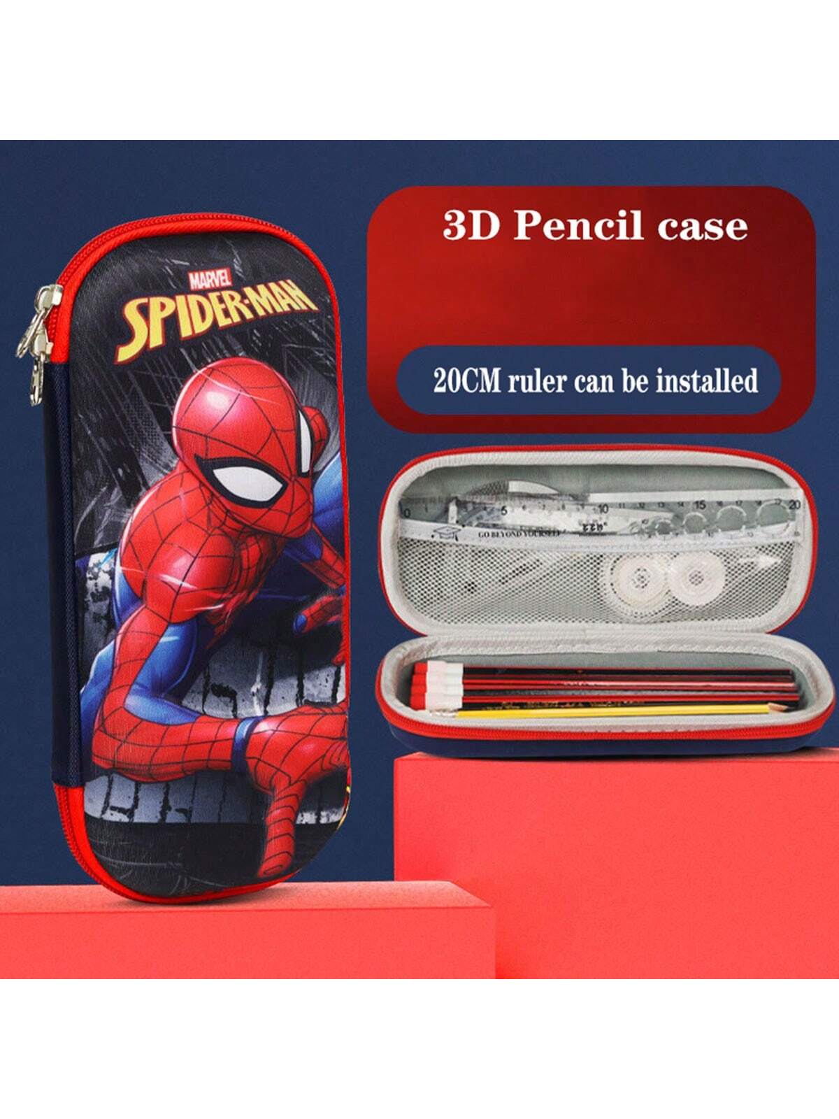 1pc Super Hero 3D Pencil Box New Boys And Girls Multi-Functional High Appearance Level Large Capacity Pencil Bag Pencil Box For Primary School Students With Children's Kindergarten Cartoon Cute Storage Box