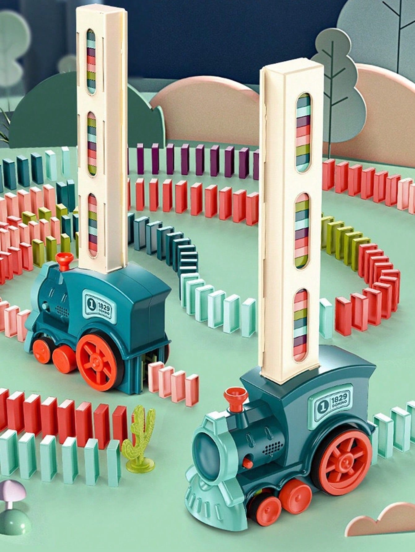 Domino Train Toy For Kids, Boys Automatic Dispensing Car