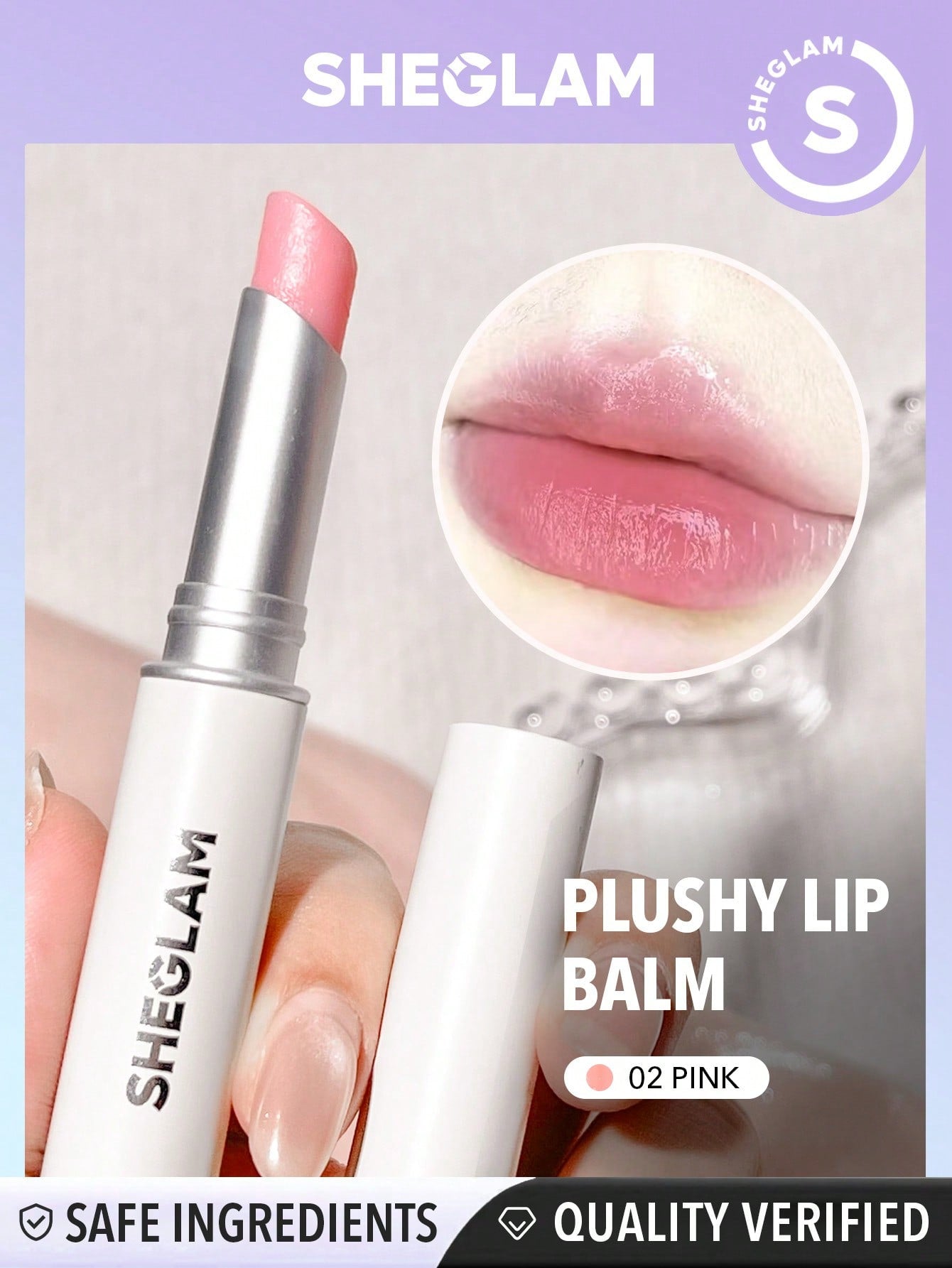 SHEGLAM Plushy Lip Balm-02 Pink Natural Gloss Hydrating Tinted Lip Care Olive Oil Shea Butter Lip Makeup Winter Lip Care Xmas Christmas Gift Winter Y2K Thanksgiving Christmas Decor Makeup Party Beach Travel Holiday Xmas Christmas Gift Winter Y2K Thanksgi