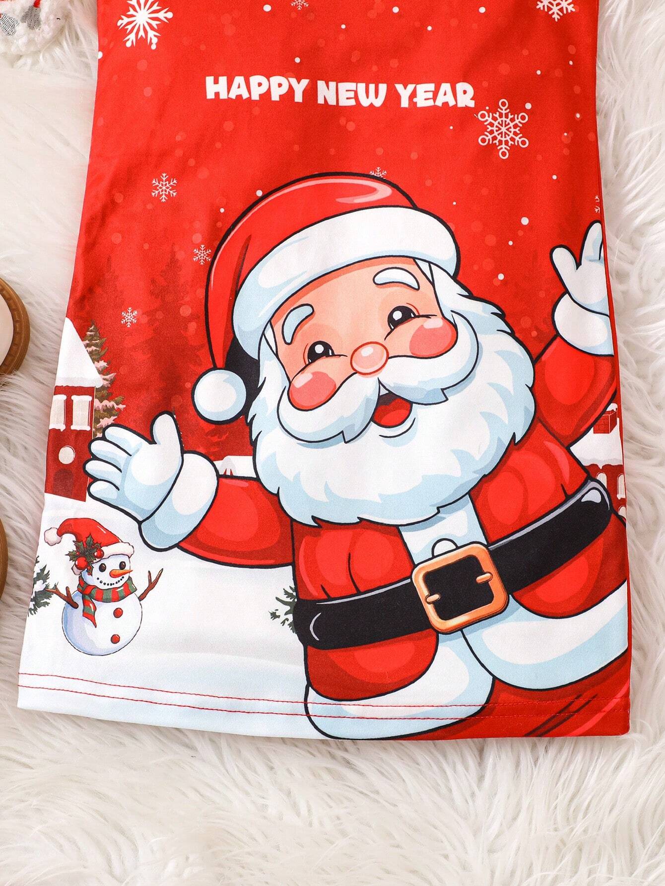 Young Girl Casual Christmas Santa Claus Print Cami Dress, Fall/Winter