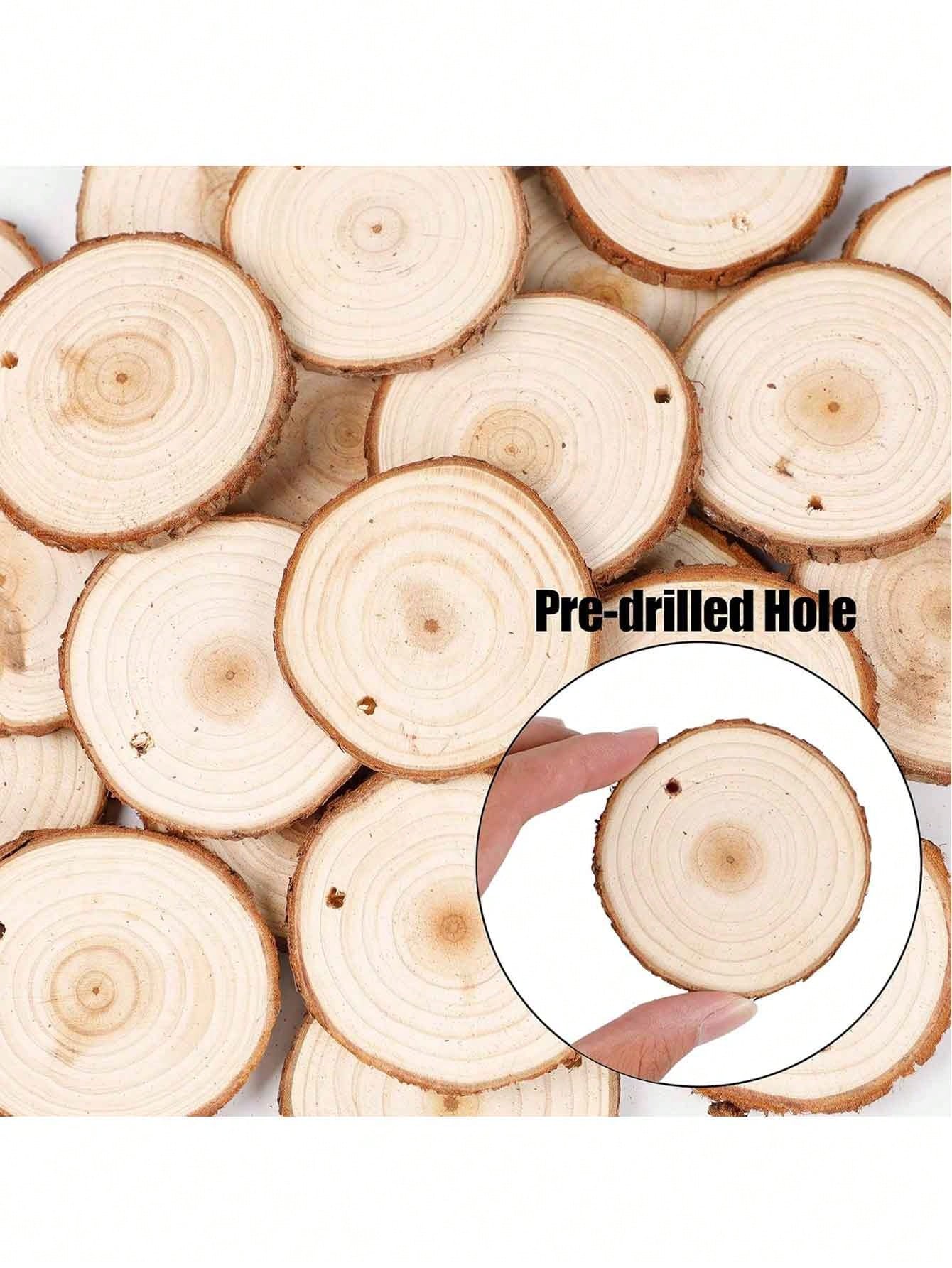 10pcs/Set Christmas Round Wooden Slices, Christmas Decorations, Wooden Table Decor Pieces, Christmas Tree Ornaments, DIY Craft Wood Circles With Natural Jute Rope, Wedding/Home/Party/Christmas Decor,Christmas