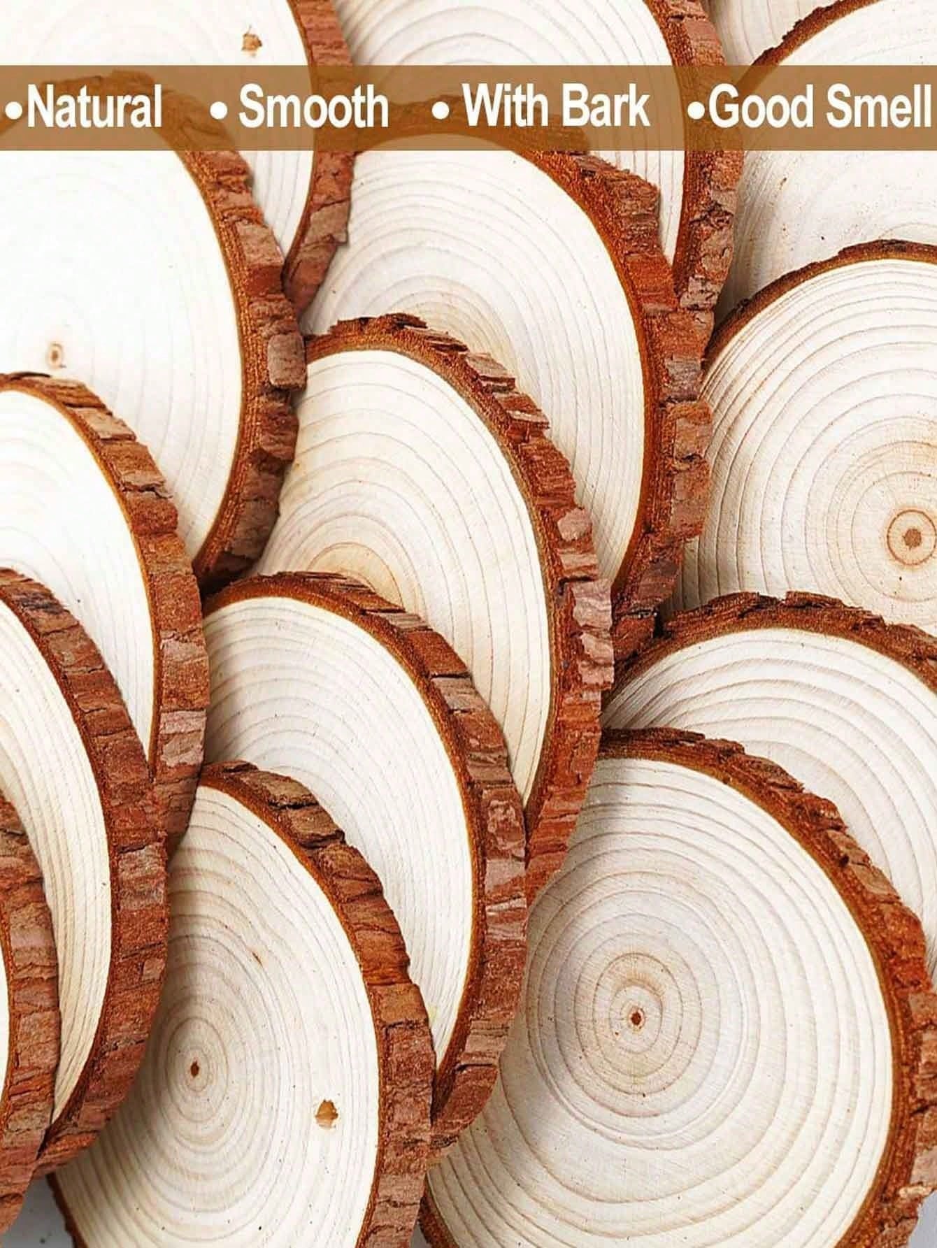 10pcs/Set Christmas Round Wooden Slices, Christmas Decorations, Wooden Table Decor Pieces, Christmas Tree Ornaments, DIY Craft Wood Circles With Natural Jute Rope, Wedding/Home/Party/Christmas Decor,Christmas