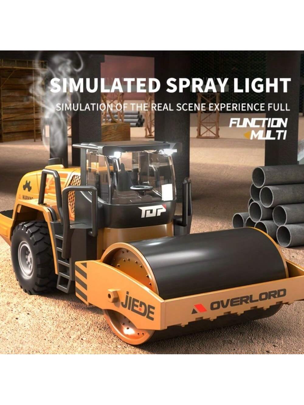 Alloy 1/40 Scale Simulation Construction Vehicle Toys Model With Spray Sound & Light: Excavator Bulldozer Road Roller Log Grapple Forklift Flatbed Transport Truck,Perfect Gift