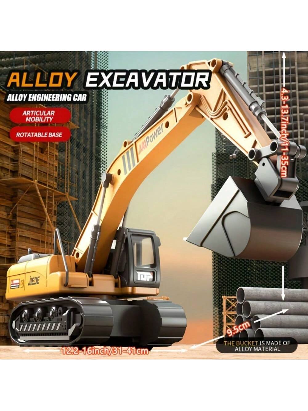 Alloy 1/40 Scale Simulation Construction Vehicle Toys Model With Spray Sound & Light: Excavator Bulldozer Road Roller Log Grapple Forklift Flatbed Transport Truck,Perfect Gift