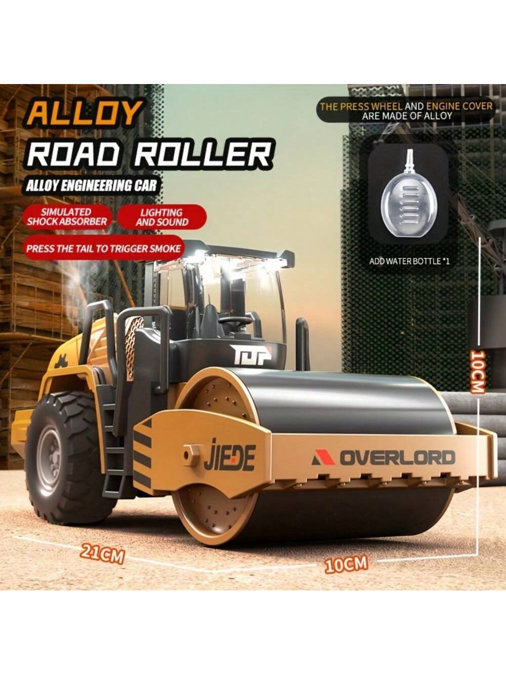 Alloy 1/40 Scale Simulation Construction Vehicle Toys Model With Spray Sound & Light: Excavator Bulldozer Road Roller Log Grapple Forklift Flatbed Transport Truck,Perfect Gift