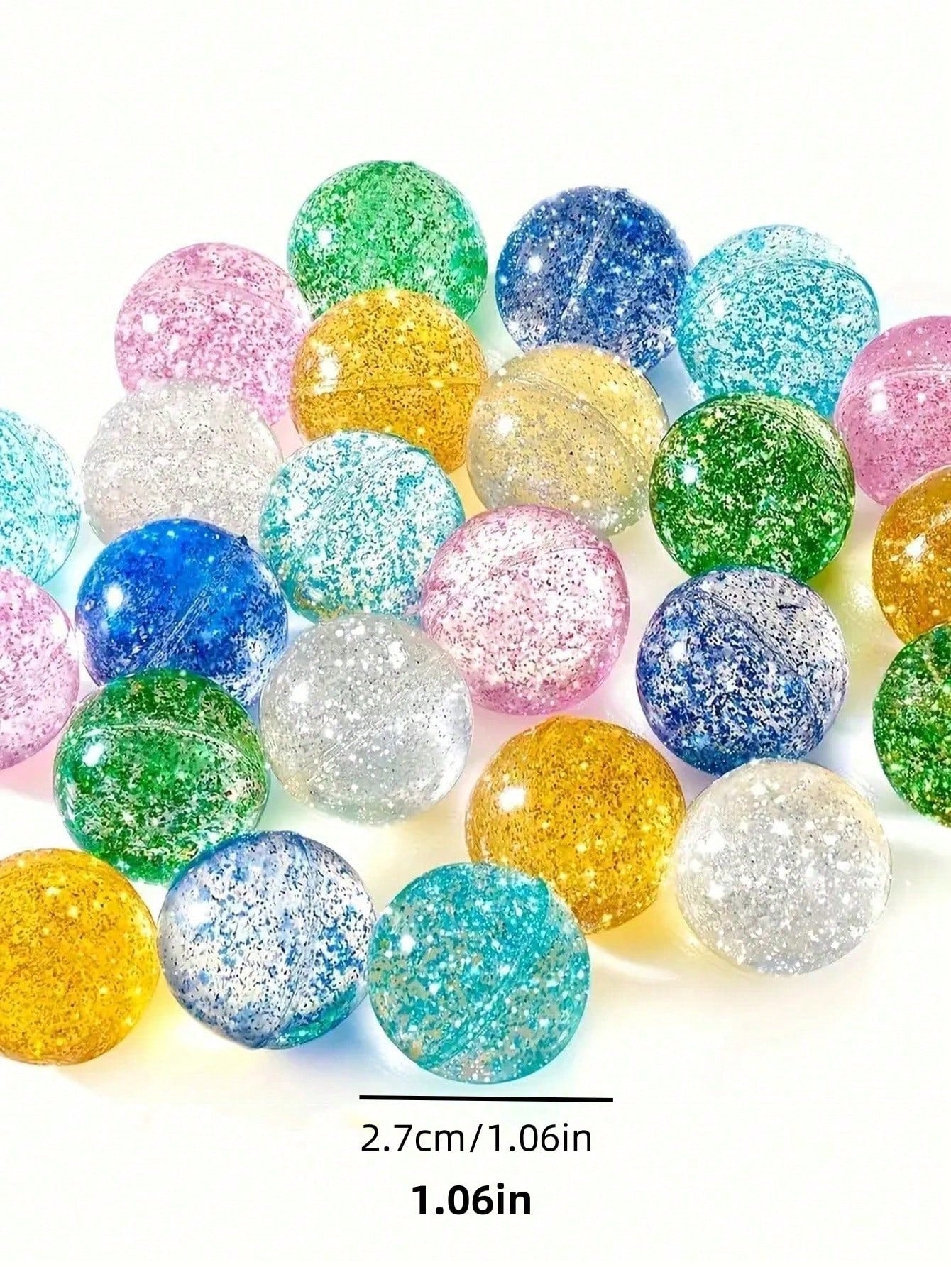 5/10/100pcs Random Color Transparent Soft Bouncy Balls, 1.06