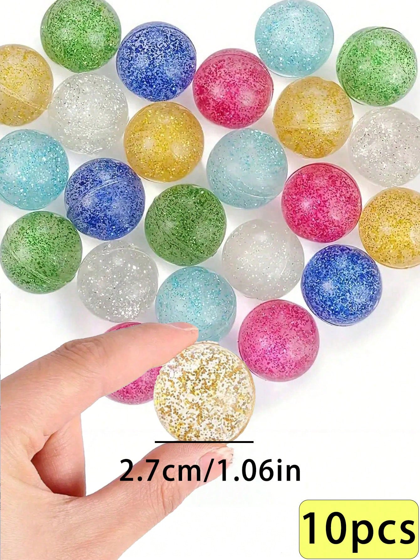 5/10/100pcs Random Color Transparent Soft Bouncy Balls, 1.06