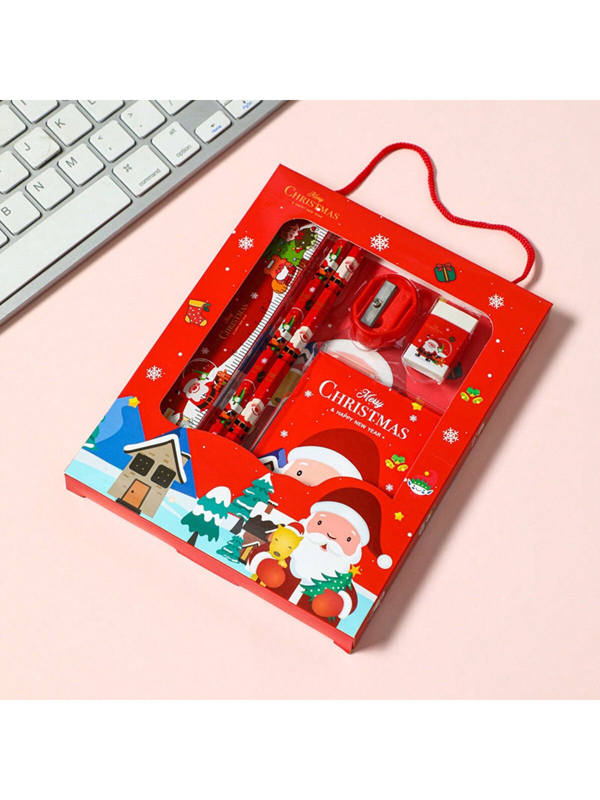 6pcs Christmas Gift Stationery Set, School Supplies Pencil Box, Portable Stationery Holiday Gift For Kidsdog Toys,Kids Christmas Gift,Christmas Gift Kids