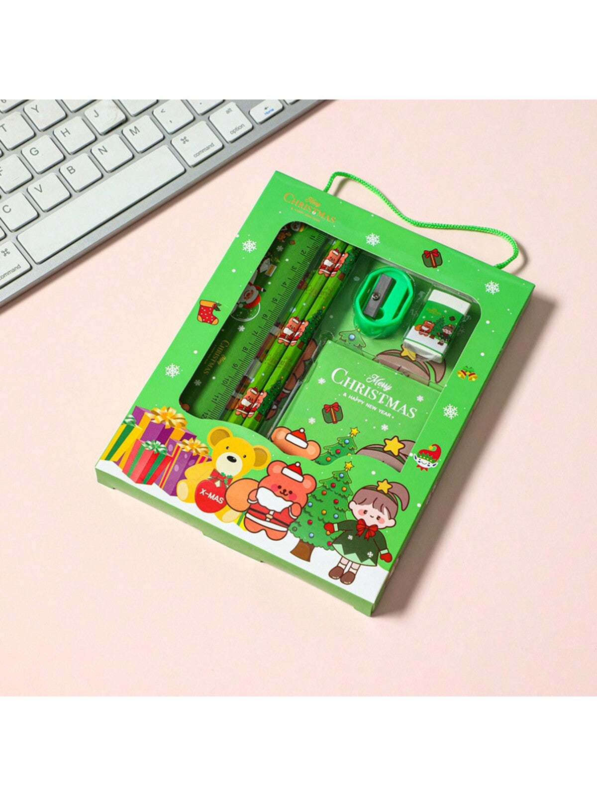 6pcs Christmas Gift Stationery Set, School Supplies Pencil Box, Portable Stationery Holiday Gift For Kidsdog Toys,Kids Christmas Gift,Christmas Gift Kids