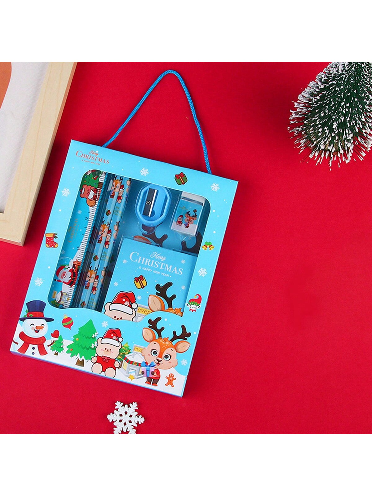 6pcs Christmas Gift Stationery Set, School Supplies Pencil Box, Portable Stationery Holiday Gift For Kidsdog Toys,Kids Christmas Gift,Christmas Gift Kids