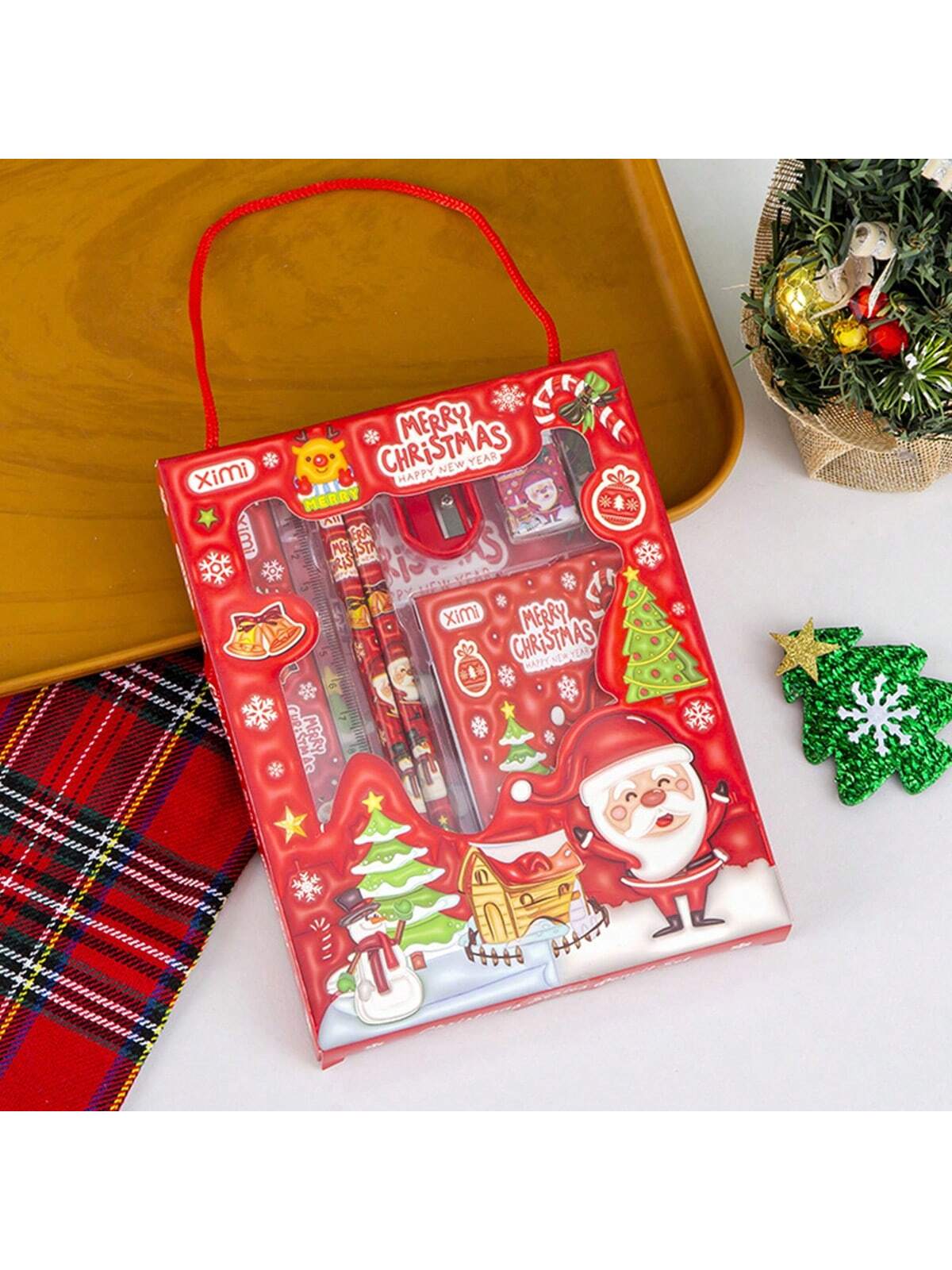 6pcs Christmas Gift Stationery Set, School Supplies Pencil Box, Portable Stationery Holiday Gift For Kidsdog Toys,Kids Christmas Gift,Christmas Gift Kids