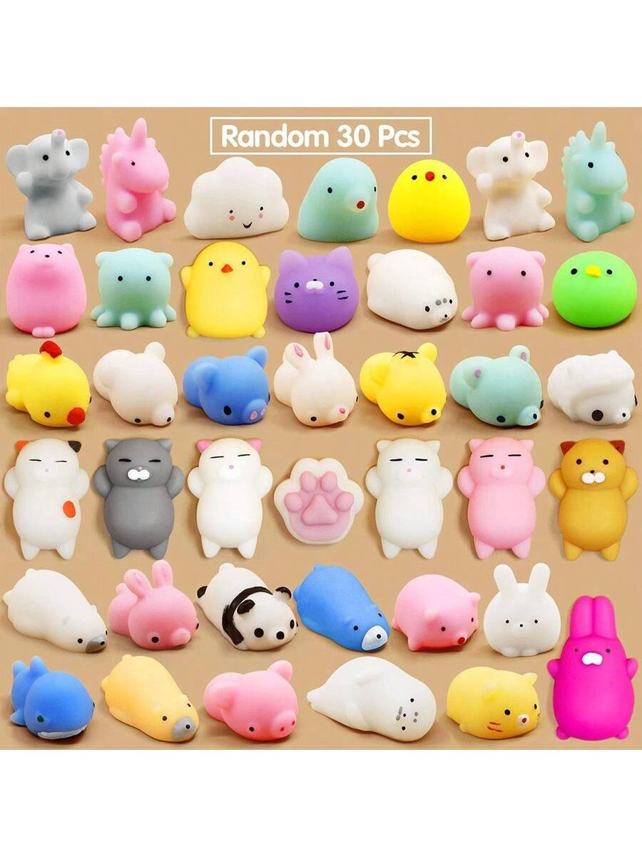 10/30/Piece, Mini Cute Animal Gummy Bag, Random Mochi Gummy Party Gift Toy, Cute And Soft Squeezable Stress Relieving Toy, Suitable For Students And Adults As A Treasure Box Toy, Party Small Gift,Christmas