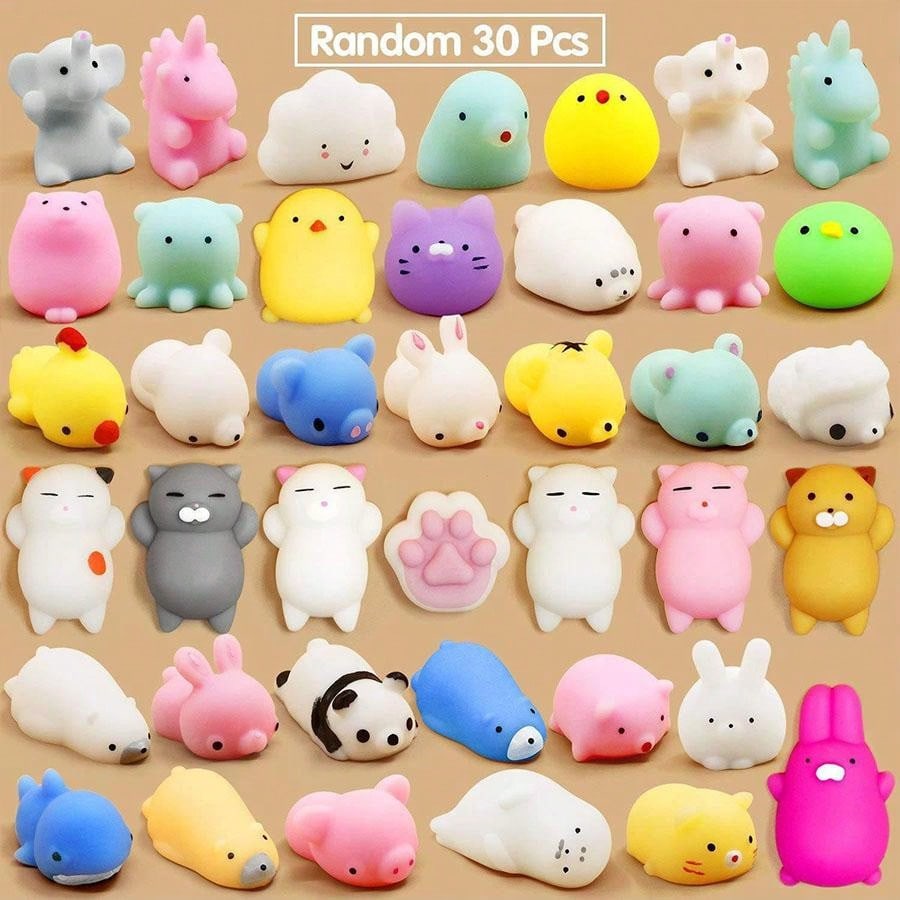 10/30/Piece, Mini Cute Animal Gummy Bag, Random Mochi Gummy Party Gift Toy, Cute And Soft Squeezable Stress Relieving Toy, Suitable For Students And Adults As A Treasure Box Toy, Party Small Gift,Christmas