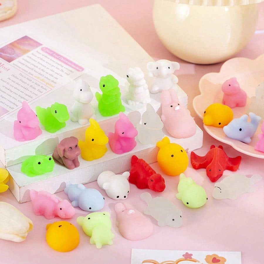 10/30/Piece, Mini Cute Animal Gummy Bag, Random Mochi Gummy Party Gift Toy, Cute And Soft Squeezable Stress Relieving Toy, Suitable For Students And Adults As A Treasure Box Toy, Party Small Gift,Christmas