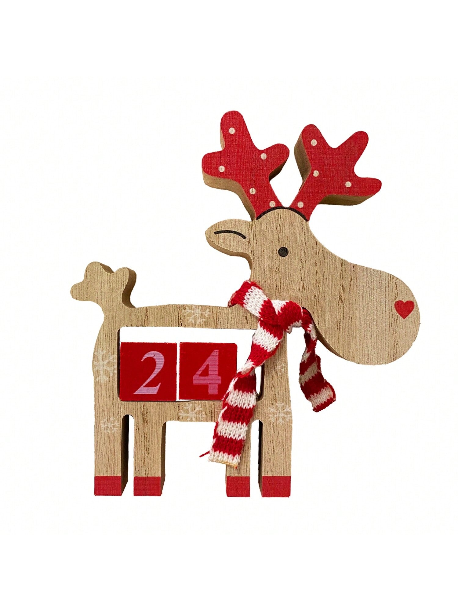 Wooden Christmas Advent Calendar - 3D Holiday Decor, Battery-Free, Christmas Reindeer Wooden Decorative Piece, Party